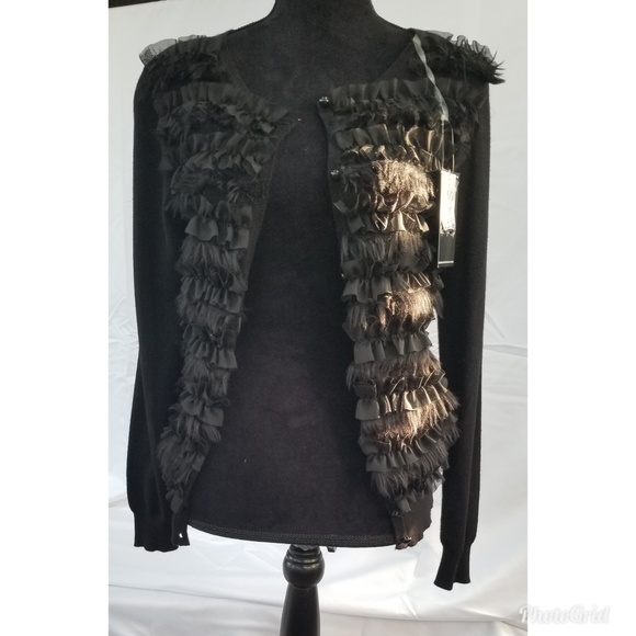 Once 1 Again Small Black Faux Fur Cardigan - Picture 4 of 6